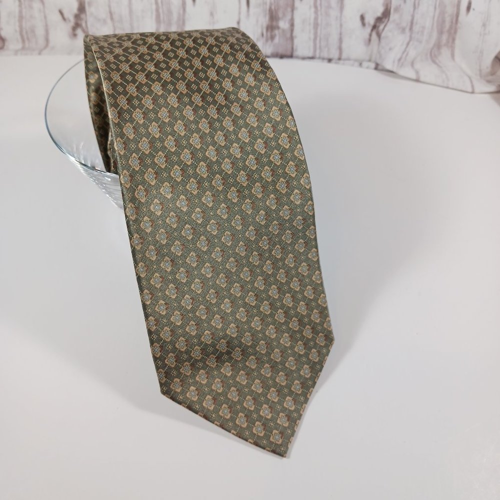 Burma and Bibas Men's Silk Tie Sage Green Gold